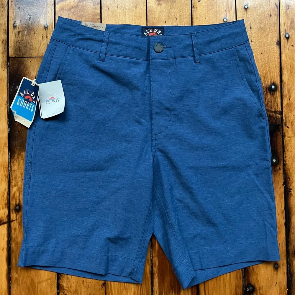 Faherty Brand NWT Men's 'All Day Shorts' Size 28 Performance Stretch New Blue